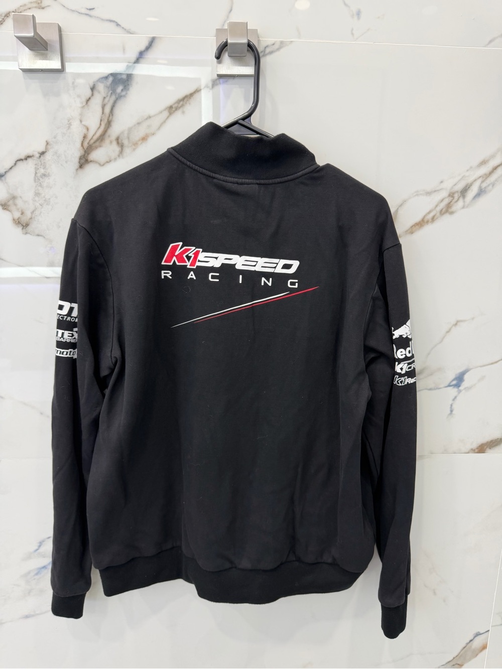 Black Full-Zip Racing Sweatshirt Jacket - Picture 2 of 3